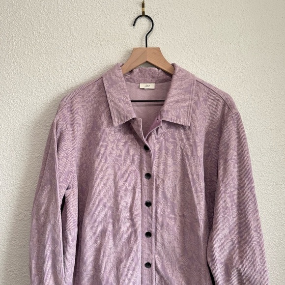 VTG J. Jill Womens XL Corduroy Floral Purple Shacket Gorpcore Pastel Boho - Picture 2 of 8